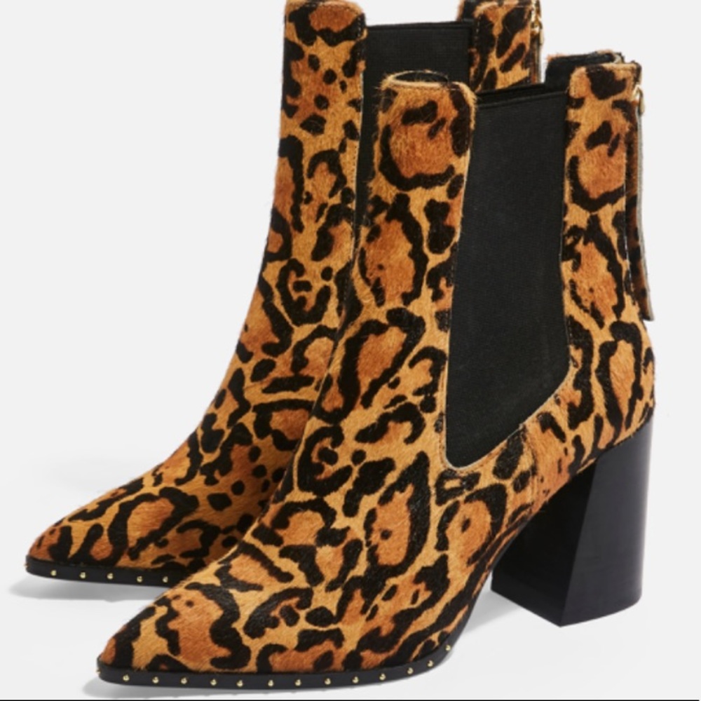 Topshop Harrison Leopard High Heel Ankle Boot